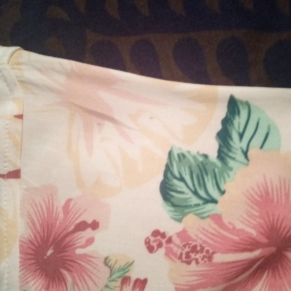 Vanilla Star Tropical Floral Cropped Button Down, Sz L - Picture 4 of 7
